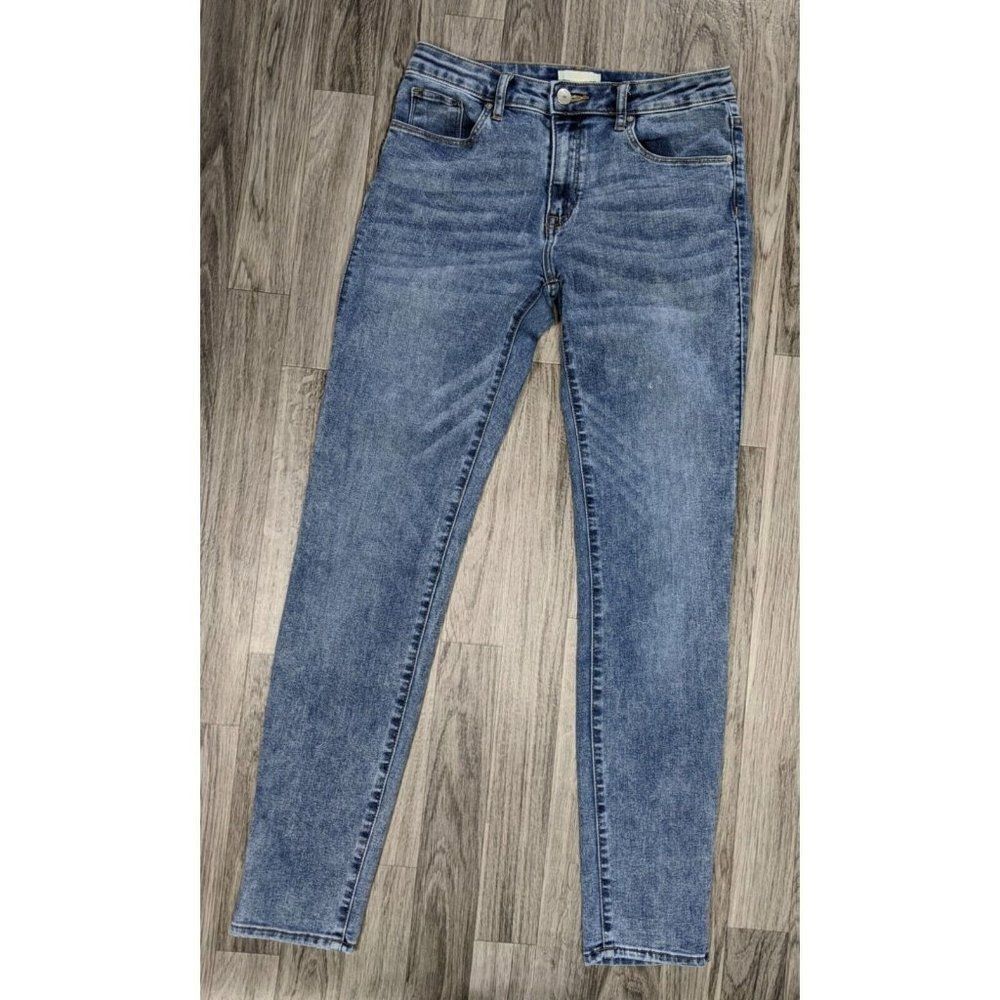 H&M Womens Size 8 Pockets Whiskered Skinny Denim Blue Jeans